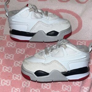 Jordan Kids White and Red Sneakers